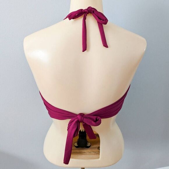 Mossimo Burgundy Crisscross Halter Swim Top NWT - Picture 2 of 3